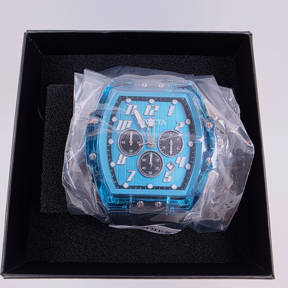 Invicta S1 Rally Chronograph Mens Blue Dial Black Silicone Watch 40085 NEW